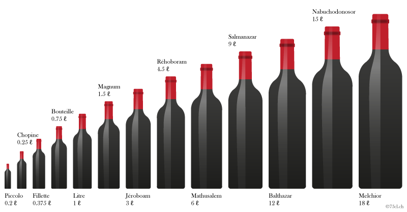 various wine bottle sizes